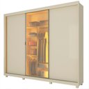 Ver imagem 2 de Guarda-Roupa Casal 3 Portas com 1 Porta Reflecta com LED com Pés 100% MDF Platinum Off White