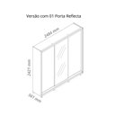 Ver imagem 3 de Guarda-Roupa Casal 3 Portas com 1 Porta Reflecta com LED com Pés 100% MDF Platinum Off White
