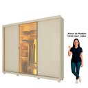 Ver imagem 5 de Guarda-Roupa Casal 3 Portas com 1 Porta Reflecta com LED com Pés 100% MDF Platinum Off White