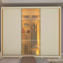 Ver imagem 7 de Guarda-Roupa Casal 3 Portas com 1 Porta Reflecta com LED com Pés 100% MDF Platinum Off White