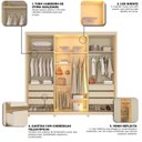 Ver imagem 6 de Guarda-Roupa Casal 3 Portas com 1 Porta Reflecta com LED com Pés 100% MDF Platinum Off White