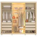 Ver imagem 4 de Guarda-Roupa Casal 3 Portas com 1 Porta Reflecta com LED com Pés 100% MDF Platinum Off White
