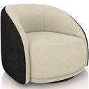 Ver imagem 1 de Poltrona Decorativa Giratória Angelina M03 Couríssimo Preto Bouclê Bege - Lyam Decor