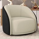Ver imagem 4 de Poltrona Decorativa Giratória Angelina M03 Couríssimo Preto Bouclê Bege - Lyam Decor