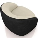 Ver imagem 2 de Poltrona Decorativa Giratória Angelina M03 Couríssimo Preto Bouclê Bege - Lyam Decor