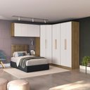 Ver imagem 1 de Quarto Modulado Adapt 10 Portas 9 Gavetas MDP Nogueira-Branco Kappesberg