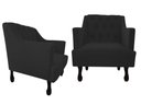 Ver imagem 1 de Kit 2 Poltronas Decorativa Julia Couro Preto Pés Madeira Mz Decor
