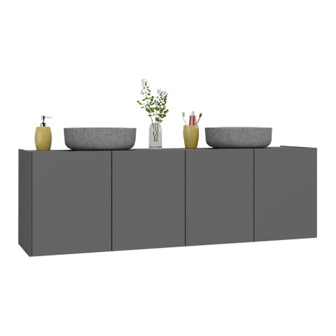 Gabinete de Banheiro 123,5cm Suspenso 4 Portas Multimóveis Mp5047 Grafite