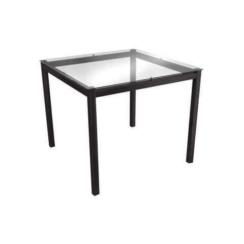 Mesa para Cozinha Reno M002 + Tampo Vidro 90x90cm Polipropileno Preto - Kappesberg