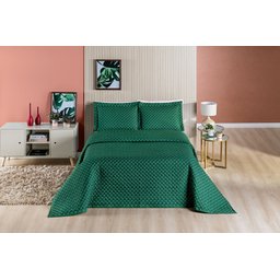 cobre leito king size matelado dupla face micropercal 200 fios estampado verde - 3