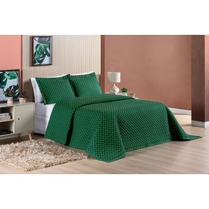 cobre leito king size matelado dupla face micropercal 200 fios estampado verde