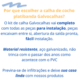 Kit Calha Telhado Cocho Divisa Platibanda 4 Mts Galvanizada Galvocalhas Calha Galvanizada Saída Redo - 4