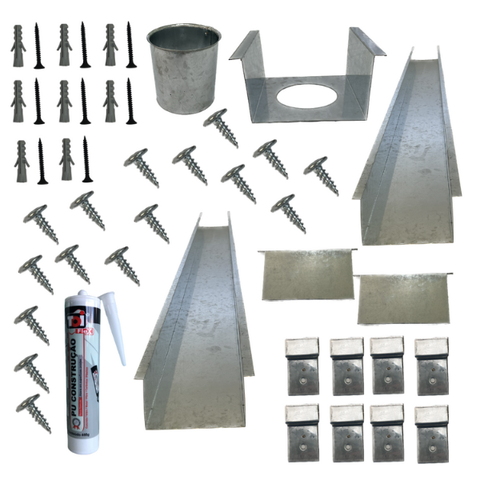 Kit Calha Telhado Cocho Divisa Platibanda 4 Mts Galvanizada Galvocalhas Calha Galvanizada Saída Redo
