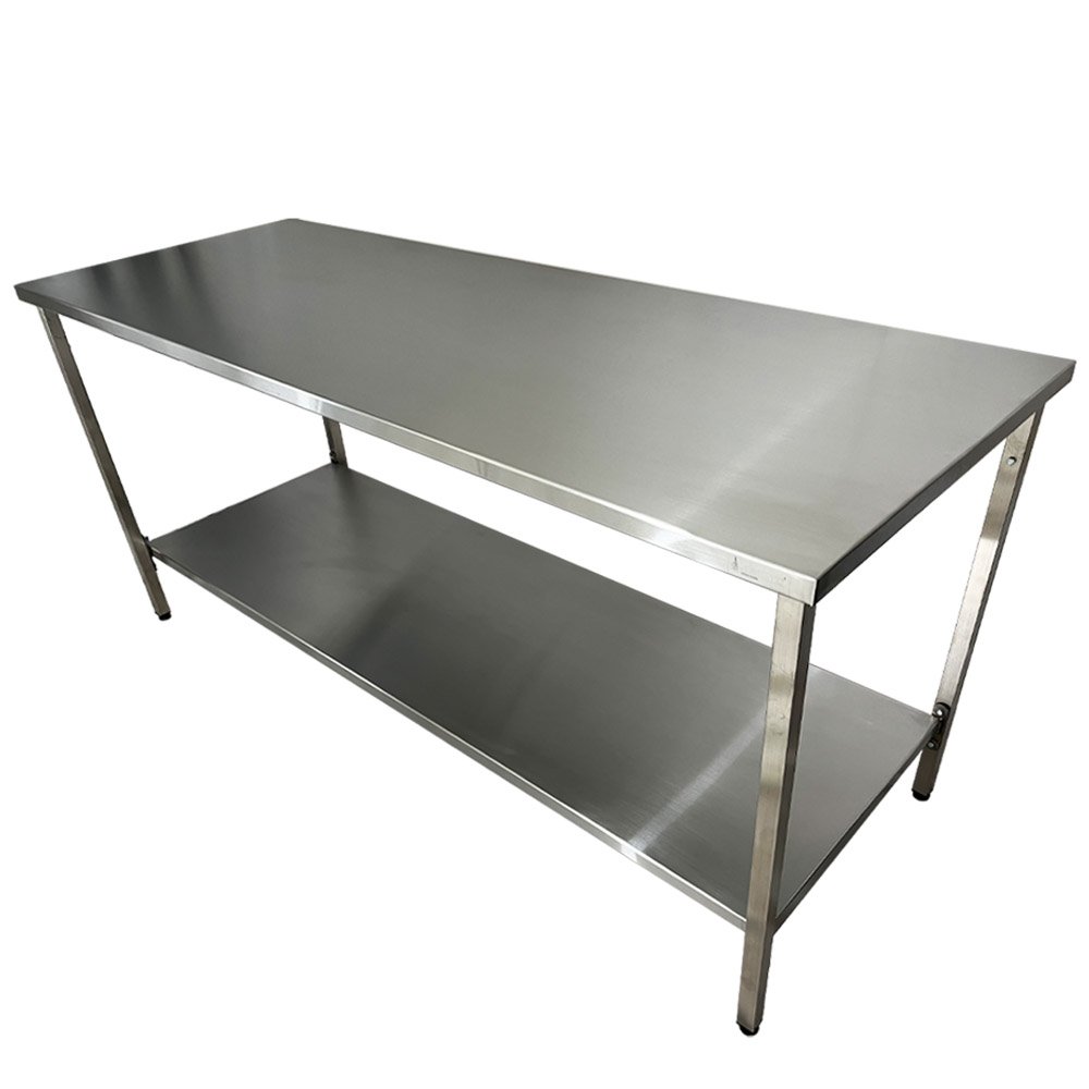 Mesa Aço Inox Industrial 160x70x90 Cm Plano Liso Nortinox