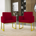 Ver imagem 6 de Kit Sofá 2 Lugares + 2 Poltronas Recepção Sala Base Dourada Cor:vermelho