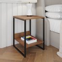 Ver imagem 1 de Mesa Cabeceira Industrial Amêndoa Tókio Base Ferro Preto