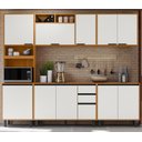 Ver imagem 1 de Armário de Cozinha Modulado Ravena com Nicho Microondas/forno - Freijó Uv/off Acetindo Poliman
