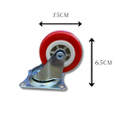 Ver imagem 5 de Rodízio Rodinha Giratório Placa Base Aço Roda Pp Vermelho Diâmetro 50mm 2" Altura 65mm