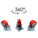 Ver imagem 4 de Rodízio Rodinha Giratório Placa Base Aço Roda Pp Vermelho Diâmetro 50mm 2" Altura 65mm