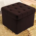Ver imagem 3 de Puff Baú Capitonê Quadrado Suede Marrom
