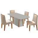 Ver imagem 2 de Mesa de Jantar Diane 120cm Tampo MDF Vidro Cadeiras Eloise Moderna Veludo Creme Off White Naturale