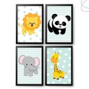 Ver imagem 2 de Kit 4 Quadros Decorativos Infantil Bichinhos da Floresta: Branca