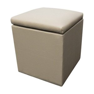 Puff Decorativo Baú Dani Quadrado Corino Bege