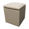 Puff Decorativo Baú Dani Quadrado Corino Bege - 1