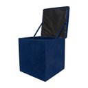Ver imagem 3 de Puff Decorativo Baú Dani Quadrado Suede Azul Marinho