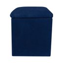 Ver imagem 2 de Puff Decorativo Baú Dani Quadrado Suede Azul Marinho