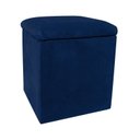 Ver imagem 1 de Puff Decorativo Baú Dani Quadrado Suede Azul Marinho