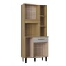 Armário Cozinha Compacta Malu 5 Portas 1 Gaveta MDP/MDF  Off White/Caravalho Poquema Móveis - 5