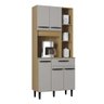 Armário Cozinha Compacta Malu 5 Portas 1 Gaveta MDP/MDF  Off White/Caravalho Poquema Móveis - 3