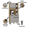 Armário Cozinha Compacta Malu 5 Portas 1 Gaveta MDP/MDF  Off White/Caravalho Poquema Móveis - 4