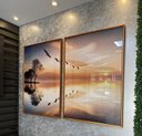 Ver imagem 4 de Quadros Decorativos Sala Pôr do Sol Refletido 100x70 Moldura Cobre Vidro