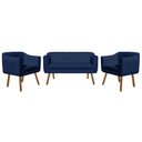 Ver imagem 2 de Kit Namoradeira 2 Lugares e 2 Poltronas Julia Suede Azul Marinho - D'Rossi