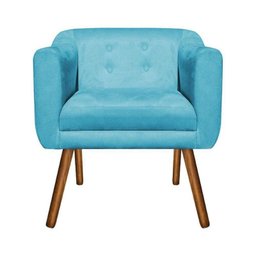 Kit Namoradeira 2 Lugares e 02 Poltronas Julia Suede Azul Turquesa - D'Rossi - 4