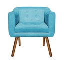 Ver imagem 4 de Kit Namoradeira 2 Lugares e 02 Poltronas Julia Suede Azul Turquesa - D'Rossi