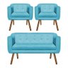 Kit Namoradeira 2 Lugares e 02 Poltronas Julia Suede Azul Turquesa - D'Rossi - 1