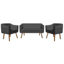 Ver imagem 2 de Kit Namoradeira 2 Lugares e 02 Poltronas Julia Suede Grafite - D'Rossi