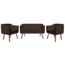 Ver imagem 2 de Kit Namoradeira 2 Lugares e 02 Poltronas Julia Suede Marrom - D'Rossi