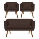 Ver imagem 1 de Kit Namoradeira 2 Lugares e 02 Poltronas Julia Suede Marrom - D'Rossi