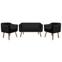 Ver imagem 2 de Kit Namoradeira 2 Lugares e 2 Poltronas Julia Suede Preto - D'Rossi