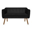 Ver imagem 3 de Kit Namoradeira 2 Lugares e 2 Poltronas Julia Suede Preto - D'Rossi