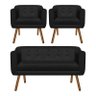 Kit Namoradeira 2 Lugares e 2 Poltronas Julia Suede Preto - D'Rossi - 1