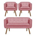 Ver imagem 1 de Kit Namoradeira 2 Lugares e 02 Poltronas Julia Suede Rose - D'Rossi