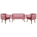 Ver imagem 2 de Kit Namoradeira 2 Lugares e 02 Poltronas Julia Suede Rose - D'Rossi