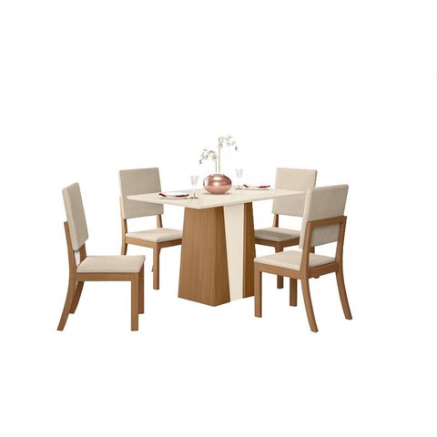 Mesa Jantar Orus 120 4 Cadeiras Mila Linho - Henn