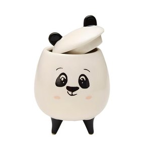 Pote com Tampa Porta Treco de Porcelana Panda - Brás Continental