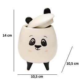 Pote com Tampa Porta Treco de Porcelana Panda - Brás Continental - 2